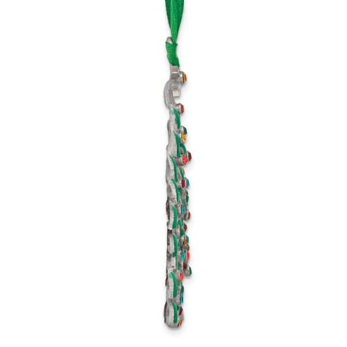 Image of Silver-tone Enameled Metal Story of the Christmas Tree with Multicolored Stones Ornament in Gift Box with Card (Gifts)