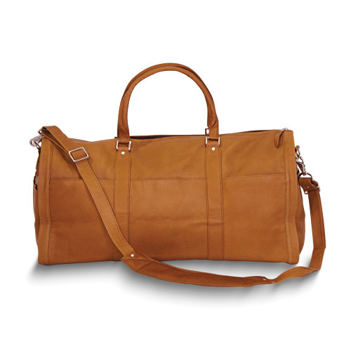 Tan Leather Zippered Duffle with Detachable Shoulder Strap (Gifts)
