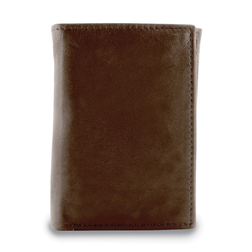 Brown Leather 6-Slot Tri-fold Wallet with ID Window (Gifts)