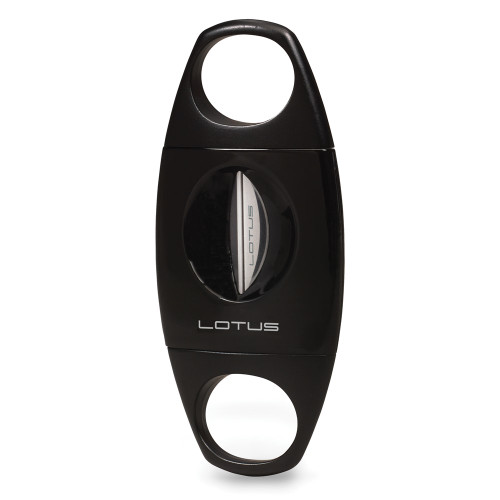 Lotus Jaws Glossy and Matte Black 64-Ring Gauge Serrated V-Cut Cigar Cutter (Gifts)
