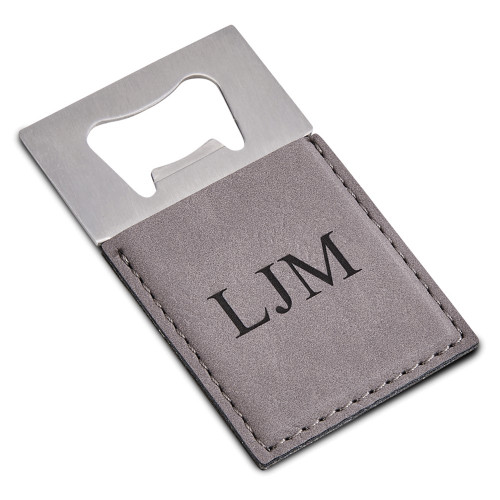 Grey Leatherette Silver-tone Bottle Opener (Gifts)