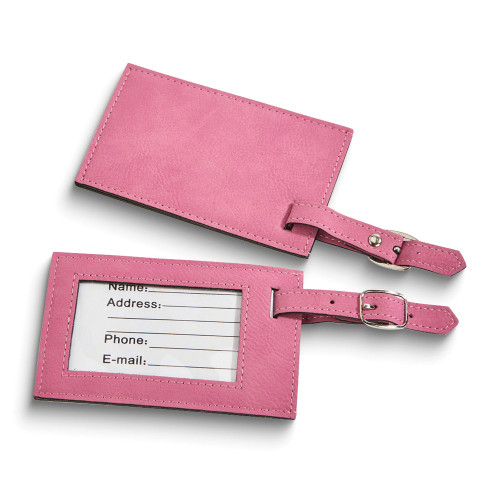Pink Leatherette Luggage Tag with Buckle Strap (Gifts)