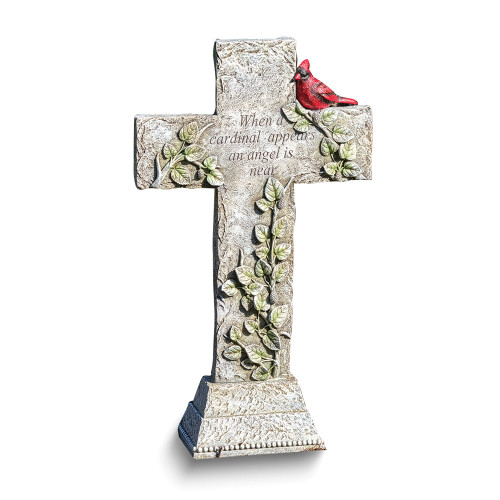 Cardinal Memorial Stone Resin Garden Cross (Gifts)