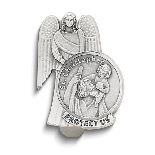 Silver-tone St. Christopher Visor Clip (Gifts)