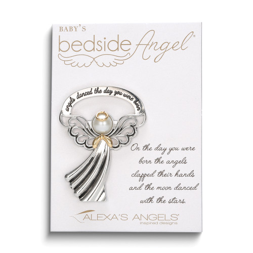 ANGELS DANCED THE DAY YOU WERE BORN Rhodium-plated Baby Bedside Angel (Gifts)