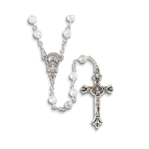 Clear Glass Beaded 20in Silver-tone Rosary (Gifts)