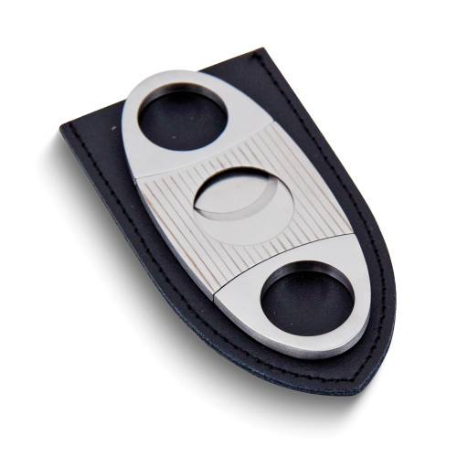 Stainless Steel Guillotine Cigar Cutter with Leather Pouch (Gifts)