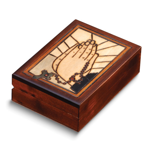 Praying Hands Handcrafted Carved Painted Wooden Keepsake Box (Gifts)