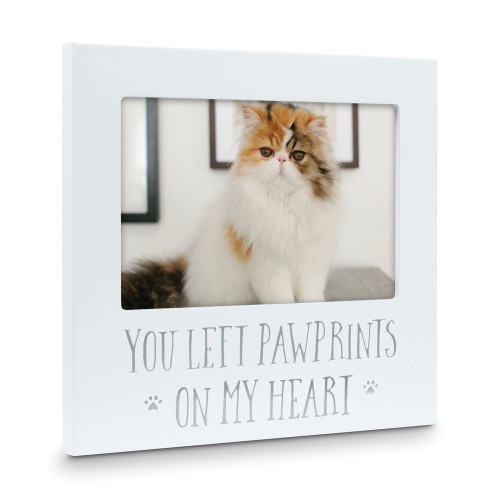 White Wooden YOU LEFT PAWPRINTS ON MY HEART Pet Remembrance 4x6 Photo Frame (Gifts)