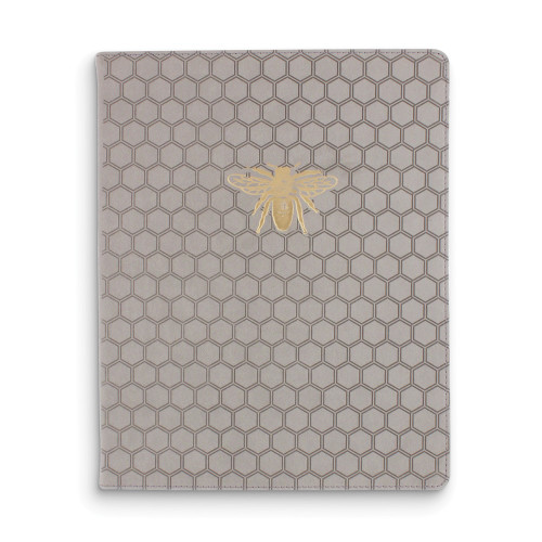 Gray Honeycomb with Gold-tone Foil Bee 8x10in Desk Journal (Gifts)