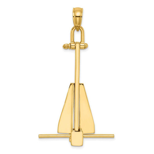 Image of 14K Yellow Gold 3-D Moveable Danforth Anchor Pendant