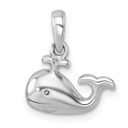 Image of Sterling Silver Rhodium-Plated Polished Whale Pendant