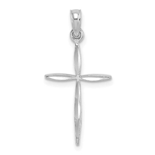 Image of 14K White Gold Diamond-cut with Tapered Ends Cross Pendant