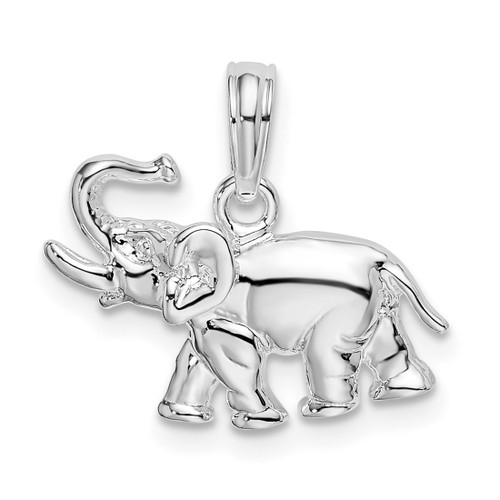 De-Ani Sterling Silver Rhodium-Plated Polished Elephant Pendant