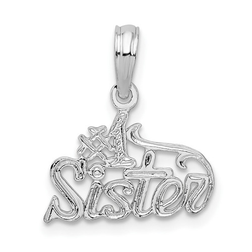De-Ani Sterling Silver Rhodium-Plated Polished #1 SISTER Pendant