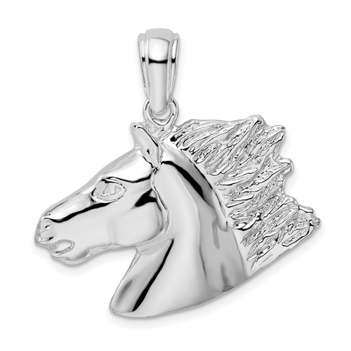 De-Ani Sterling Silver Rhodium-Plated Polished Horse Head Pendant