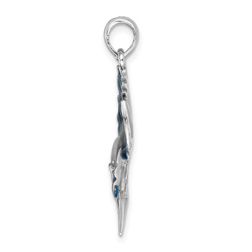 Image of De-Ani Sterling Silver Rhodium-Plated Polished Enameled Sailfish Pendant