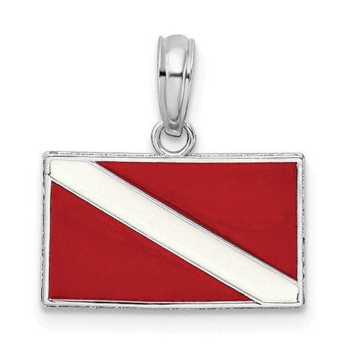 Image of De-Ani Sterling Silver Rhodium-Plated Polished Enameled Dive Flag Pendant
