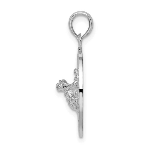 Image of De-Ani Sterling Silver Rhodium-Plated Polished Puerto Rico Circle Frog Pendant