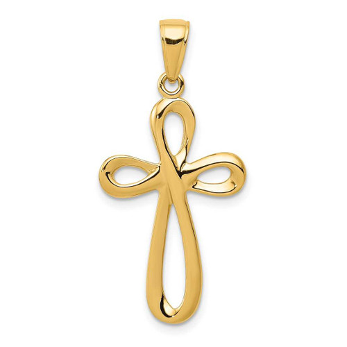 Image of 14K Yellow Gold Polished Cross Pendant D1621
