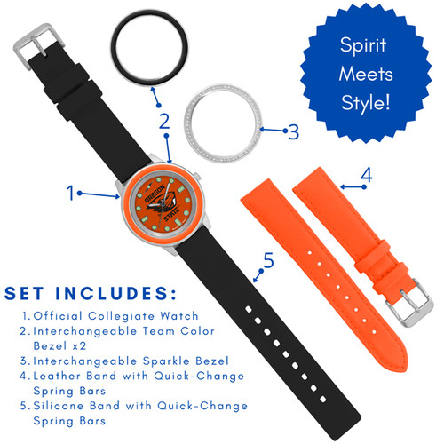 Oregon State Beavers Colors Watch Gift Set - Stainless Steel Case with Interchangeable Bezels