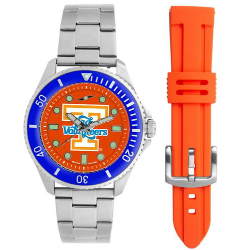Image of Tennessee Lady Volunteers Men's Contender Watch Gift Set - Stainless Steel Case with 2 Bands