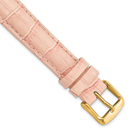 DeBeer 16mm Pink Crocodile-Style Grain Chrono Gold-tone Buckle Watch Band