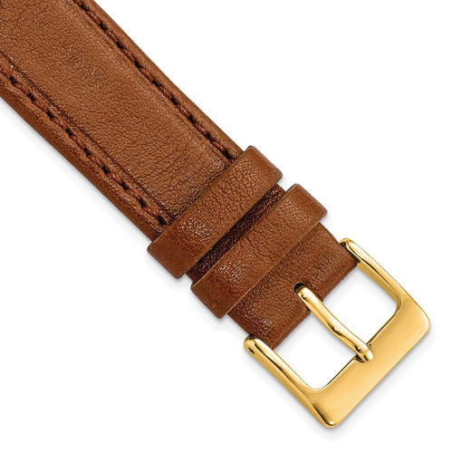DeBeer 16mm Havana Brown Genuine Calf Leather Gold-tone Buckle  Watch Band