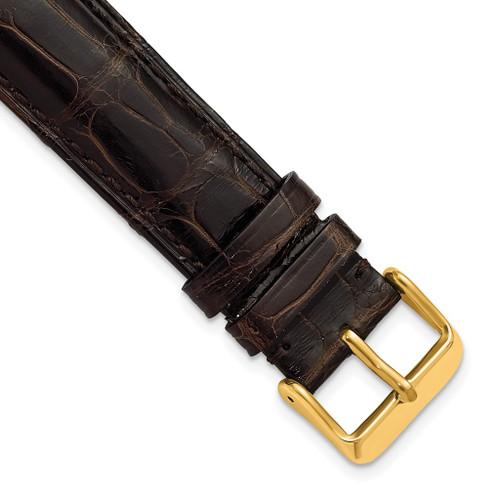 DeBeer 22mm Genuine Alligator Brown Chrono Gold-tone Buckle Watch Band
