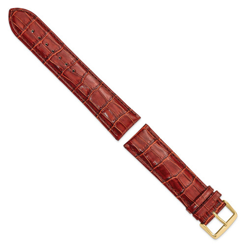 DeBeer 20mm Long Havana Brown Crocodile-Style Chrono Gold-tone Buckle Watch Band