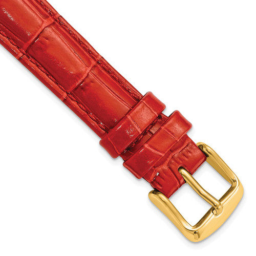 DeBeer 16mm Red Crocodile-Style Grain Chrono Gold-tone Buckle Watch Band