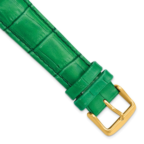 DeBeer 20mm Green Crocodile-Style Grain Chrono Gold-tone Buckle Watch Band