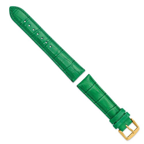 DeBeer 22mm Green Crocodile-Style Grain Chrono Gold-tone Buckle Watch Band
