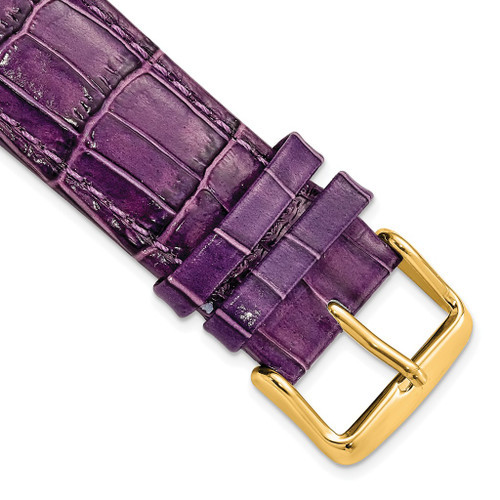DeBeer 18mm Violet Crocodile-Style Grain Chrono Gold-tone Buckle Watch Band