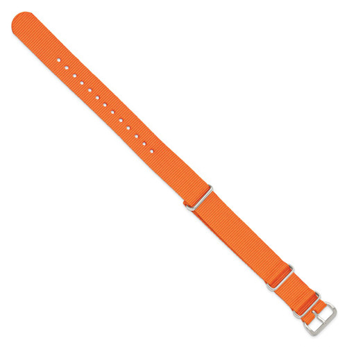 DeBeer 21mm Orange Military G10 Nylon Silver-tone Buckle Watch Band