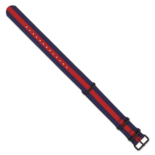 DeBeer 22mm Navy w/Red Stripe Military G10 Nylon Black PVD Buckle Watch Band