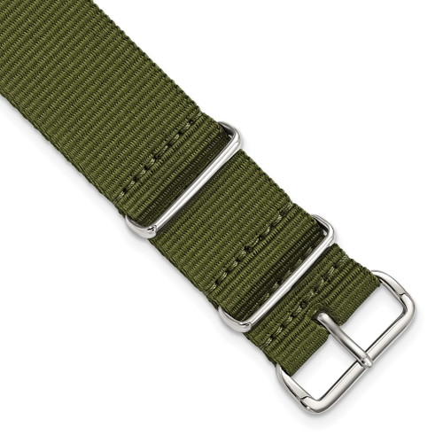 DeBeer 18mm Olive Military G10 Nylon Silver-tone Buckle Watch Band