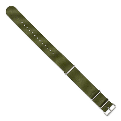 DeBeer 20mm Olive Military G10 Nylon Silver-tone Buckle Watch Band