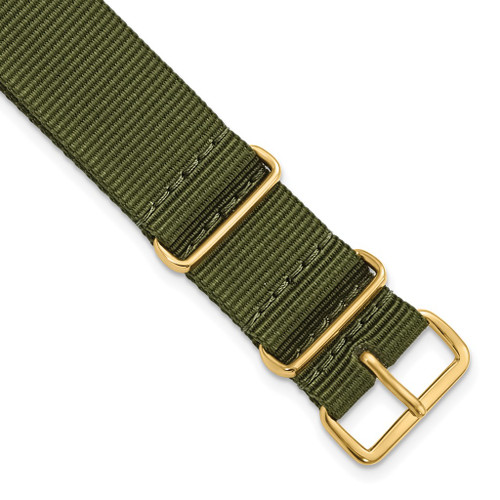 DeBeer 18mm Olive Military G10 Nylon Gold-tone Buckle Watch Band