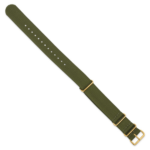 DeBeer 20mm Olive Military G10 Nylon Gold-tone Buckle Watch Band