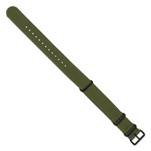 DeBeer 18mm Olive Military G10 Nylon Black PVD-plated Buckle Watch Band