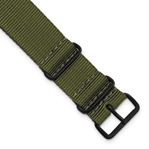 DeBeer 20mm Olive Military G10 Nylon Black PVD-plated Buckle Watch Band