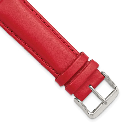 DeBeer 18mm Red Smooth Leather Chrono Silver-tone Buckle Watch Band