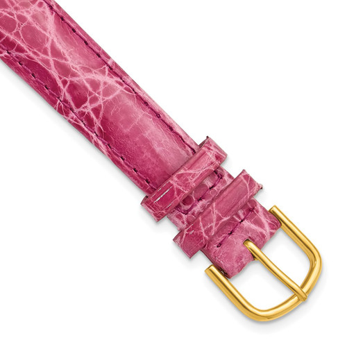 DeBeer 16mm Pink Genuine Caiman Gold-tone Buckle Watch Band
