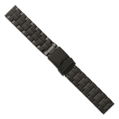 DeBeer 22mm Black PVD-plated Satin Finish Link Style Watch Band