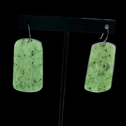 Image of 42mm Genuine Nephrite Jade Earrings w/ Sterling Silver Hooks