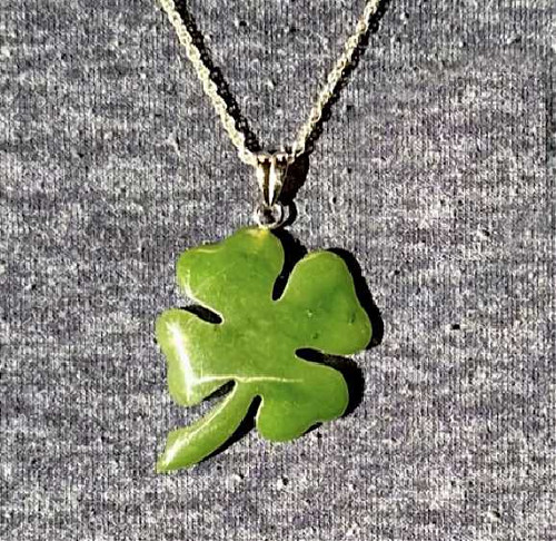 Image of 33mm Genuine Nephrite Jade Shamrock Pendant