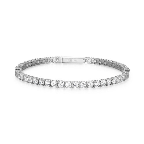 ELLE 6.75 inch 3mm Sterling Silver Stardust CZ Bracelet