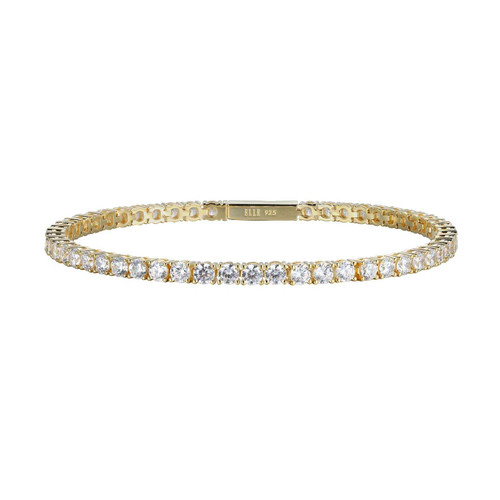 Image of ELLE 7.25" 3mm Gold-Plated Sterling Silver "Stardust" CZ Bracelet