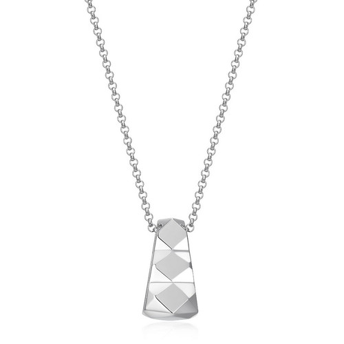ELLE 17 inch+3 inch Sterling Silver Captivate Pendant On Rolo Chain Necklace